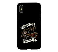 Carcasa para iPhone X/XS Vintage Biplane Aviator Spirit Retro Airplane Pilot