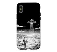 Carcasa para iPhone X/XS Vintage Cowboy UFO Encuentro Retro Western Desert Country