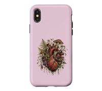 Carcasa para iPhone X/XS Vintage Dark Academia Hongo Helecho Botánico Corazón