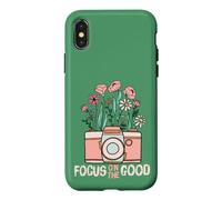 Carcasa para iPhone X/XS Vintage Focus On The Good Wildflower Camera Happy Thoughts