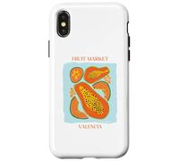 Carcasa para iPhone X/XS Vintage Fruit Papaya Flower Botanical Cottagecore Fruit