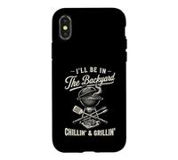Carcasa para iPhone X/XS Vintage I'Ll Be In The Backyard Charcoal Grill Master