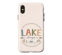 Carcasa para iPhone X/XS Vintage Junto al Lago cabaña Paddle Fin de Semana Ambiente del Lago