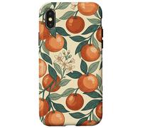 Carcasa para iPhone X/XS Vintage Orange Fruit and Blossom Botanical Pattern