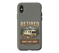 Carcasa para iPhone X/XS Vintage Retired RV Camping Camper Fishing Outdoors