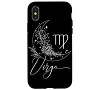 Carcasa para iPhone X/XS Virgo Zodiac Moon Floral Celestial Astrología Gráfico