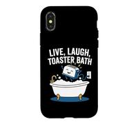 Carcasa para iPhone X/XS Vivir, reír, Tostadora Baño -Fun Diciendo Novedad Sarcástica Meme
