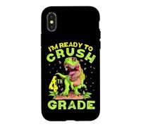 Carcasa para iPhone X/XS Volver a la Escuela Cuarto Grado Crush Dinosaur