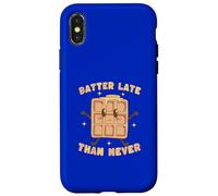 Carcasa para iPhone X/XS Waffle Pun Bateador Late Than Never Humor Foodie