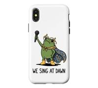 Carcasa para iPhone X/XS We Sing At Dawn Frog Funny Frog Meme Cantante Vocalista