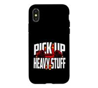 Carcasa para iPhone X/XS Weightlifting Motivation Pick Up Heavy Stuff Gym Graphic