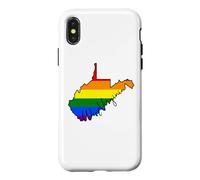 Carcasa para iPhone X/XS West Virginia Mapa USA Estado Arco Iris Bandera Pride Month