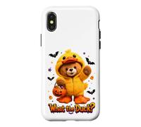 Carcasa para iPhone X/XS What The Duck Halloween Teddy Bear Wearing Yeallow Duck