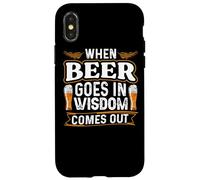 Carcasa para iPhone X/XS When Beer Goes In Wisdom Comes out Funny Beer Lover