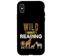 Carcasa para iPhone X/XS Wild About Reading Libros Animales del zoológico Amor Lectura de Libros