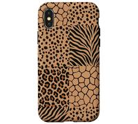 Carcasa para iPhone X/XS Wild Safari Animal Patchwork Beige Pattern Collage