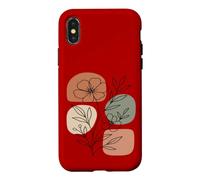Carcasa para iPhone X/XS Wildflower Line Art Abstract Botanical Mid Century