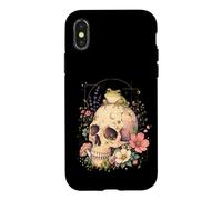 Carcasa para iPhone X/XS Witchy Cottagecore Skull Flowers Frog Goblincore Estética