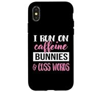 Carcasa para iPhone X/XS Womens Girls I Run On Bunnies & Caffeine Bunny Lover