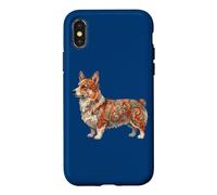 Carcasa para iPhone X/XS Womens Girls Kids Folk Art Illustration Corgi Dog Lover