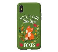 Carcasa para iPhone X/XS Womens Kids Fall Leaves Boho Just A Girl Who Loves Foxes