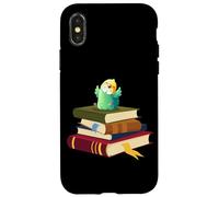 Carcasa para iPhone X/XS Womens Kids Girls Reading Books Happy Parakeet Lover