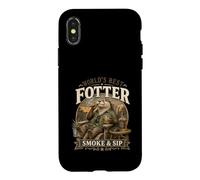 Carcasa para iPhone X/XS Worlds Best Fotter Funny Otter Backyard Smoke & Sip Cumpleaños