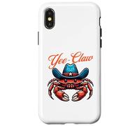 Carcasa para iPhone X/XS Yee Claw Funny Crab in Cowboy Hat Seafood Lover