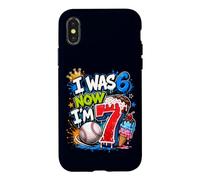 Carcasa para iPhone X/XS Yo tenía 6 años Ahora Tengo 7 años 7 cumpleaños niños Ice Cream Drip Baseball