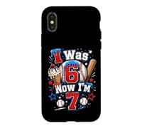 Carcasa para iPhone X/XS Yo tenía 6 años Ahora Tengo 7 años 7 cumpleaños niños Ice Cream Drip Baseball
