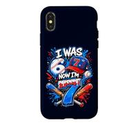 Carcasa para iPhone X/XS Yo tenía 6 años Ahora Tengo 7 años 7 cumpleaños niños Ice Cream Drip Baseball