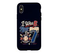 Carcasa para iPhone X/XS Yo tenía 6 años Ahora Tengo 7 años 7 cumpleaños niños Ice Cream Drip Baseball