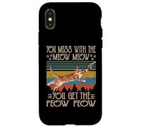 Carcasa para iPhone X/XS You Mess with The Meow You Get The Peow Funny Cat with Gun