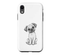 Carcasa para iPhone XR Adorable Perro Carlino Cachorro Bosquejo Lindo Perro Animal ilustración