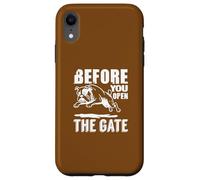 Carcasa para iPhone XR Antes de Abrir la Puerta Bulldog Advertencia Divertido