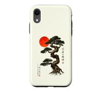 Carcasa para iPhone XR Antiguo Bonsái Árbol Rojo Sol WABI Sabi Zen Arte Japonés