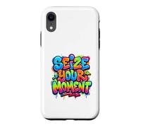 Carcasa para iPhone XR Aprovecha tu Momento Retro Estética Vibrante