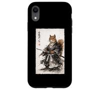 Carcasa para iPhone XR Ardilla samurái Japonesa Ukiyo-e Katana Guerrero Arte Vintage
