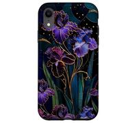 Carcasa para iPhone XR Art Nouveau Iris Gótico Floral Celeste Oscuro Botánico Arte