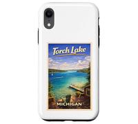 Carcasa para iPhone XR Arte de Viaje Retro de Michigan Torch Lake Traverse City Up North