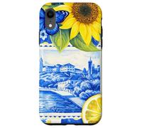 Carcasa para iPhone XR Azul Coastal Collage Girasol Verano Floral Patrón
