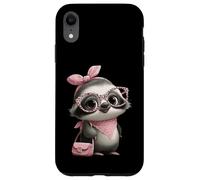 Carcasa para iPhone XR Baby Sloth Kawaii Jungle Pink Leopard Gafas Retrato Look