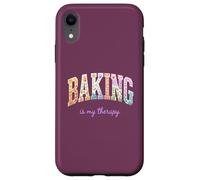 Carcasa para iPhone XR Baking is My Therapy, Divertido diseño Floral con Palabras para Amantes de la repostería