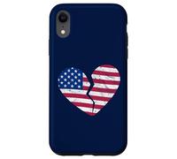 Carcasa para iPhone XR Bandera de Estados Unidos de América Corazón Roto - Heartbreak en Forma de corazón