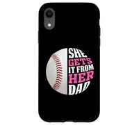 Carcasa para iPhone XR Baseball Saying She Gets It from Her Dad Funny Baseball Dad