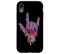 Carcasa para iPhone XR Be Kind ASL Lenguaje de señas | Retro Groovy - Melting Art