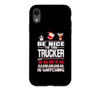 Carcasa para iPhone XR Be Nice To The Trucker Santa Is Watching Funny Christmas