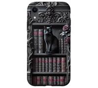 Carcasa para iPhone XR Biblioteca gótica de Gato Negro Dark Academia estantería Vintage