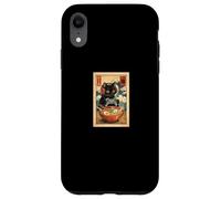 Carcasa para iPhone XR Black Cat Gamer Ramen Sea Waves Kawaii Japonés Gaming Retro