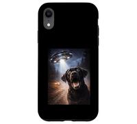Carcasa para iPhone XR Black Lab Dog Selfie Alien UFO Abducti0n Bosque Escena Espacial
